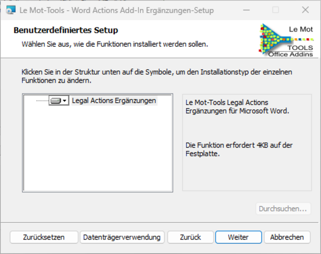 Funktionsauswahl