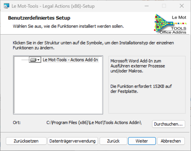Funktionsauswahl