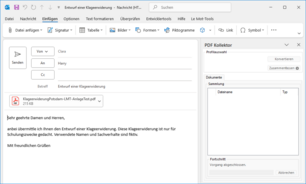 Email Plus nach Konvertierung der Anlage in PDF Format