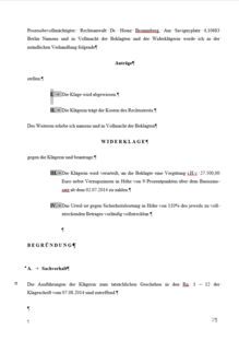 Schriftsatz mit Gliederungsrichtlinien