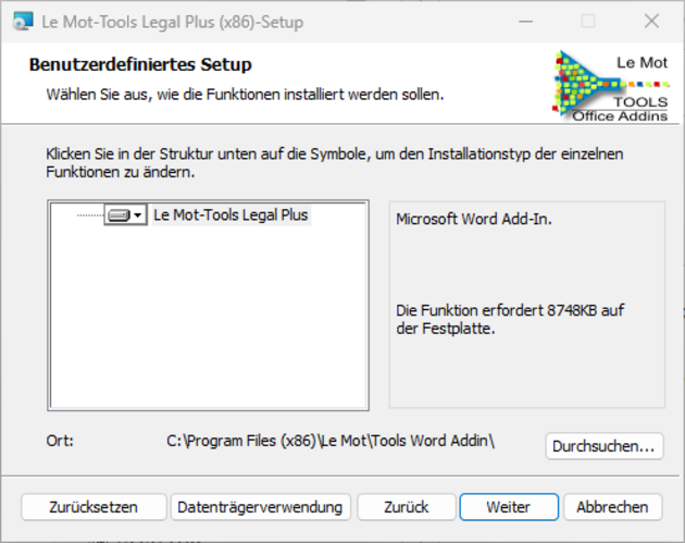 Benutzerdefiniertes Setup